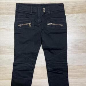 Balmain Black Moto Skinny Jeans